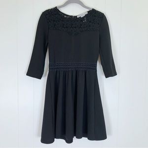American Rag Black 3/4 Sleeve Dress With Lace Detail M